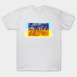 Ukrainian flag made from pressed dried flowers from the Kiev region. T-Shirt